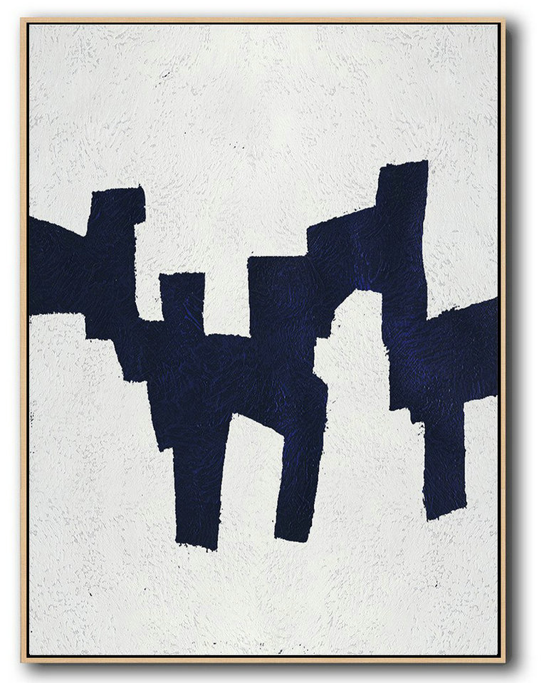 Hand Painted Extra Large Abstract Painting,Buy Hand Painted Navy Blue Abstract Painting Online,Huge Canvas Art On Canvas